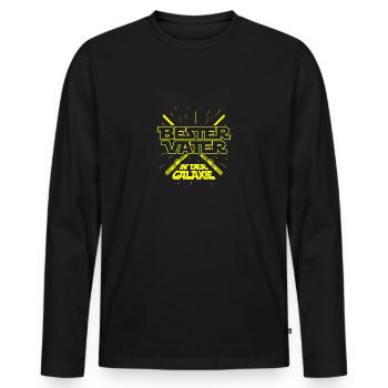 Bester Vater in der Galaxie Vatertag Papa Geschenk - Männer Premium Bio Langarmshirt - Schwarz - Vorne - Nico (187cm)