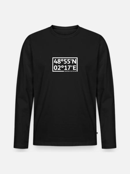 Asnières-sur-Seine coordinates - Men's Premium Organic Long Sleeve Shirt - black