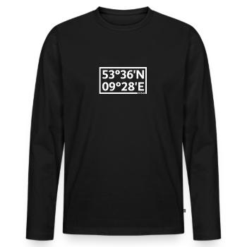 Coordonnées du stade - T-shirt manches longues Premium bio Homme - noir - Devant - Nico (187cm)