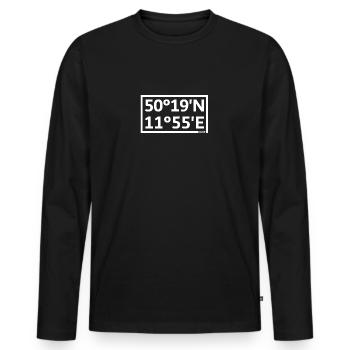 Hof Koordinaten - Männer Premium Bio Langarmshirt - Schwarz - Vorne - Nico (187cm)