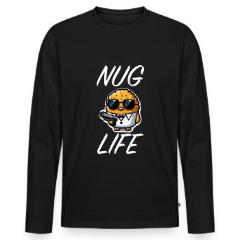 Chicken Nuggets Funny Nuggets Nug Life Quote - Men's Premium Organic Long Sleeve Shirt - black - Front - Nico (187cm)