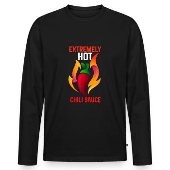 Spicy Hot Chili Sauce - Scharfe Chilischote - Männer Premium Bio Langarmshirt - Schwarz - Vorne - Nico (187cm)