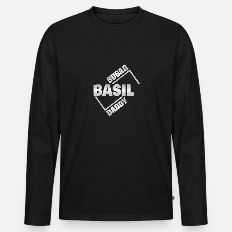Basil als Sugardaddy - Männer Premium Bio Langarmshirt - Schwarz