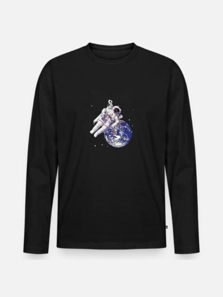 Astronaute dans l'espace - T-shirt manches longues Premium bio Homme - noir