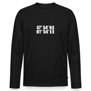 Orléans coordinates - Men's Premium Organic Long Sleeve Shirt - black - Front - Nico (187cm)
