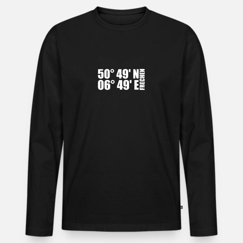 Frechen Koordinaten - Männer Premium Bio Langarmshirt - Schwarz