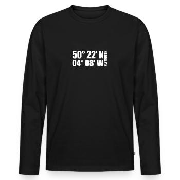 Plymouth Coordinates - Men's Premium Organic Long Sleeve Shirt - black - Front - Nico (187cm)