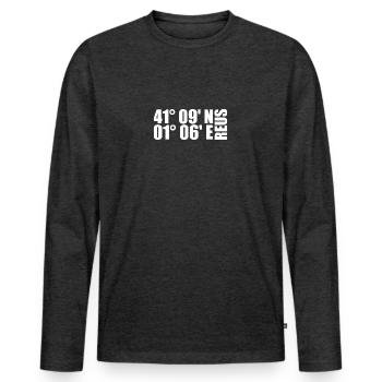 Reus Koordinaten - Männer Premium Bio Langarmshirt - Anthrazit meliert - Vorne - Nico (187cm)