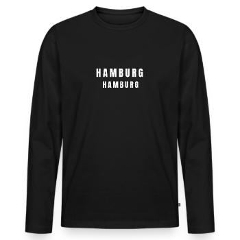 Hamburg Hamburg - Men's Premium Organic Long Sleeve Shirt - black - Front - Nico (187cm)