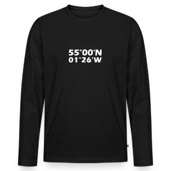 South Shields Koordinaten - Männer Premium Bio Langarmshirt - Schwarz - Vorne - Nico (187cm)