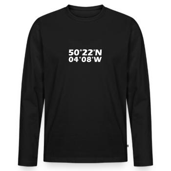 Plymouth Coordinates - Men's Premium Organic Long Sleeve Shirt - black - Front - Nico (187cm)