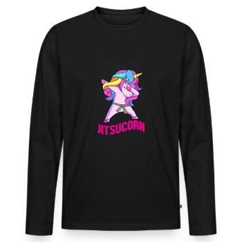 Jiu Jitsu Self Defense - Men's Premium Organic Long Sleeve Shirt - black - Front - Nico (187cm)