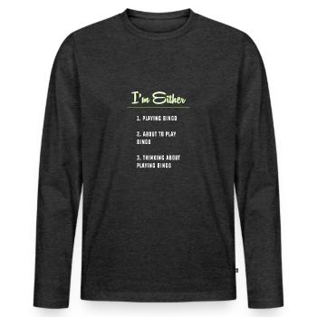 Bingo - Men's Premium Organic Long Sleeve Shirt - heather anthracite - Front - Nico (187cm)