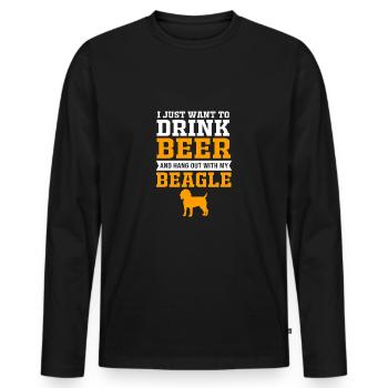 Papa Beagle - T-shirt manches longues Premium bio Homme - noir - Devant - Nico (187cm)