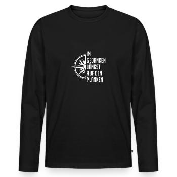 In Gedanken längst auf den Planken - wir legen ab - Männer Premium Bio Langarmshirt - Schwarz - Vorne - Nico (187cm)