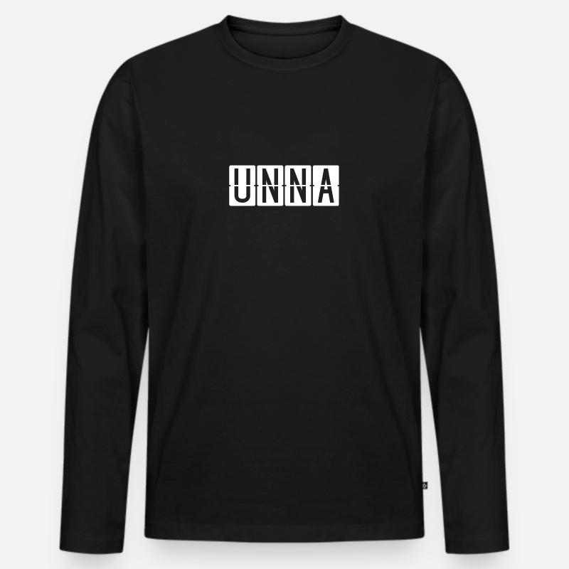 Unna Flughafentafel - Männer Premium Bio Langarmshirt - Schwarz
