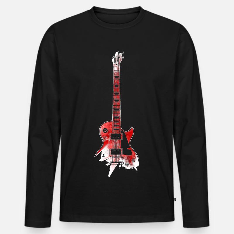 Red Guitar - Männer Premium Bio Langarmshirt - Schwarz