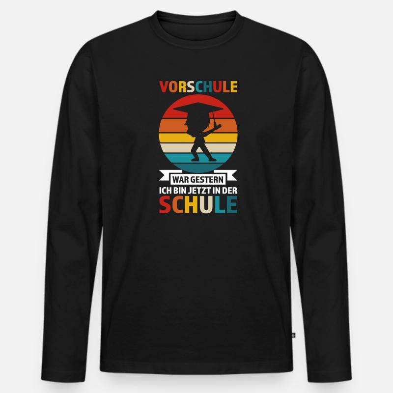 Schulkind Anfang Schulstart Geschenk - Männer Premium Bio Langarmshirt - Schwarz