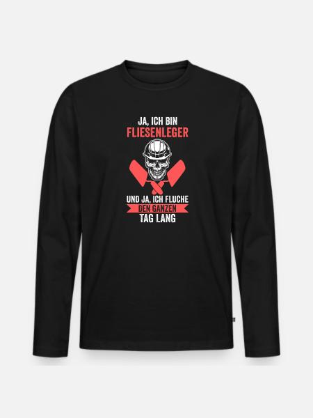 Fliesenleger Beruf Plattenleger Geschenk - Männer Premium Bio Langarmshirt - Schwarz