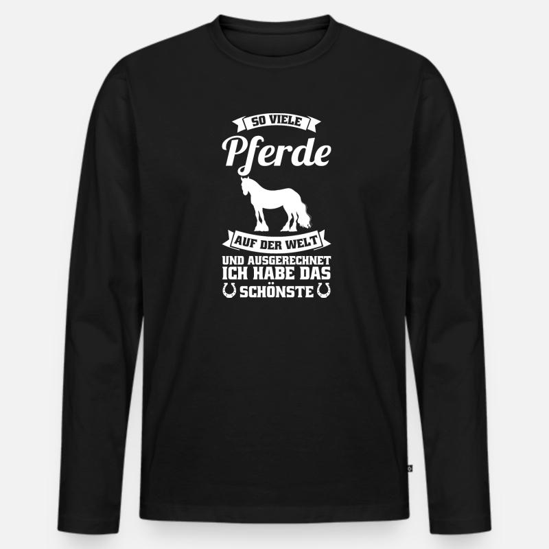 Pferde Pferd Ritersport Geschenk - Männer Premium Bio Langarmshirt - Schwarz