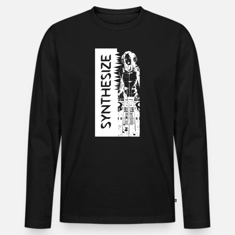 Synth White - Männer Premium Bio Langarmshirt - Schwarz