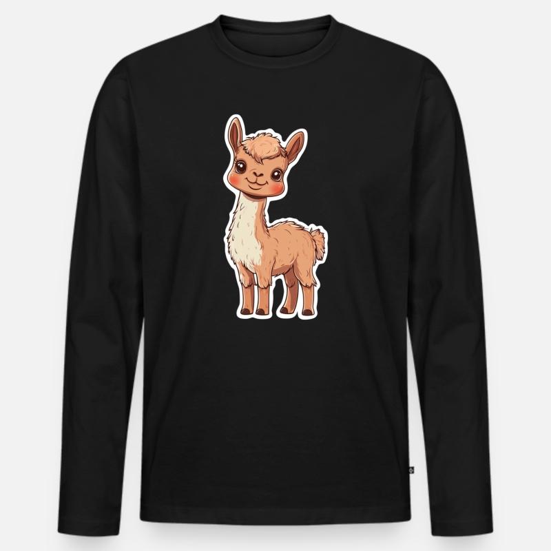 Lama Alpaka Llama Tier Geschenk - Männer Premium Bio Langarmshirt - Schwarz