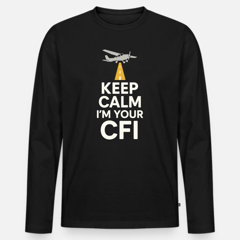 Fluglehrer Cfi Pilot Luftfahrtlehrer - Männer Premium Bio Langarmshirt - Schwarz
