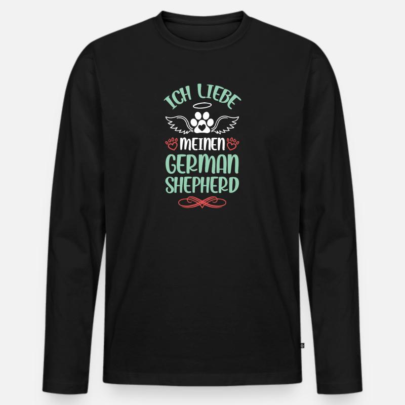 Ich liebe meinen German Shepherd - Männer Premium Bio Langarmshirt - Schwarz