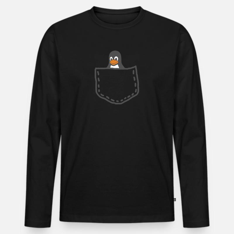 Tux Linux Pinguin - Männer Premium Bio Langarmshirt - Schwarz