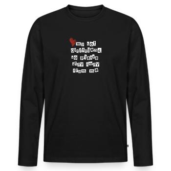 Love my hot girlfriend so please stay away from me - Männer Premium Bio Langarmshirt - Schwarz - Vorne - Nico (187cm)