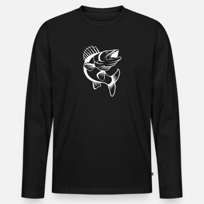 Zander - Männer Premium Bio Langarmshirt - Schwarz