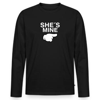 She's Mine (Comic Hand) - Couple Matching Shirt - Men's Premium Organic Long Sleeve Shirt - black - Front - Nico (187cm)