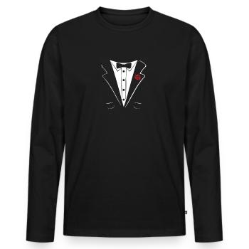 célibataire - T-shirt manches longues Premium bio Homme - noir - Devant - Nico (187cm)