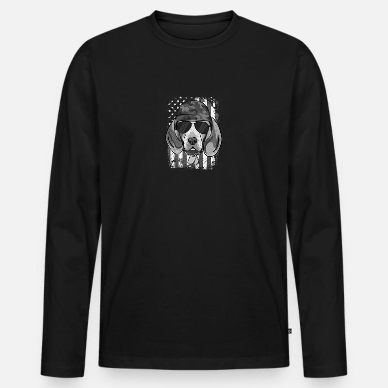 BEAGLE - Männer Premium Bio Langarmshirt - Schwarz
