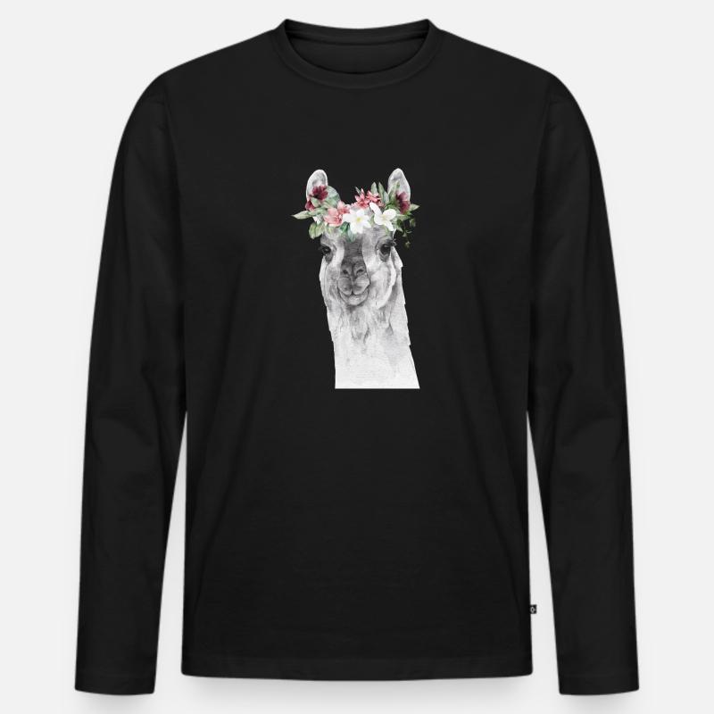 Llama - Männer Premium Bio Langarmshirt - Schwarz
