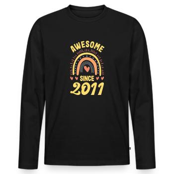 11ter Geburtstag 11 Jahre Idee zum 11. Geburtstag - Männer Premium Bio Langarmshirt - Schwarz - Vorne - Nico (187cm)