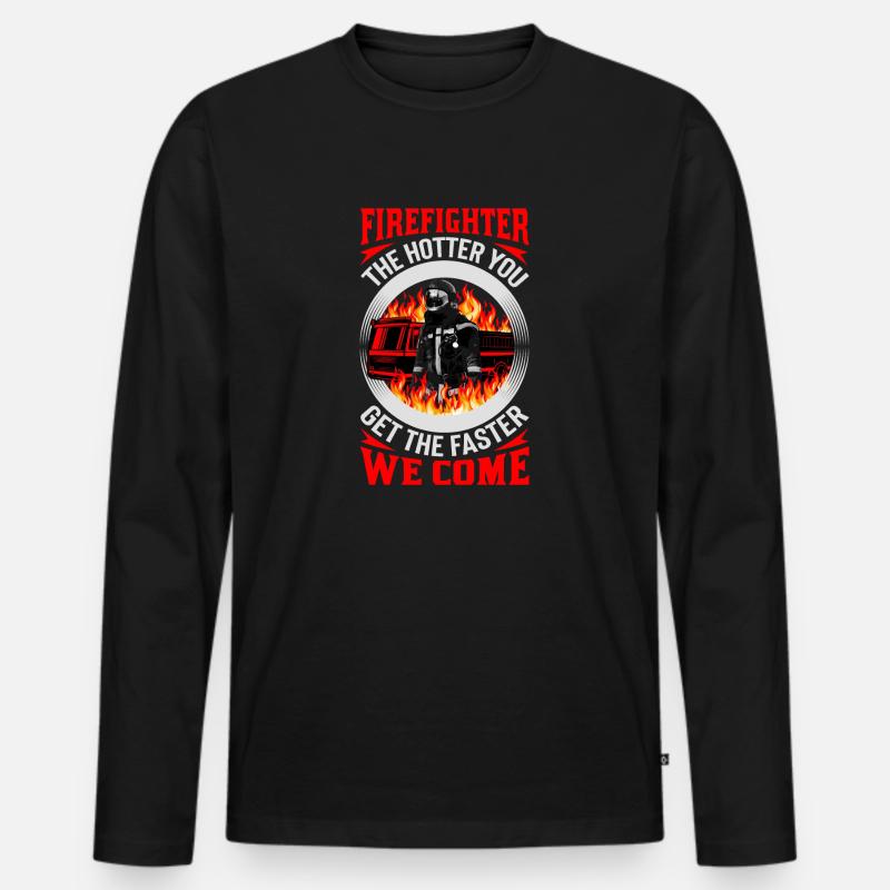 Firefighter Feuerwehr - Männer Premium Bio Langarmshirt - Schwarz