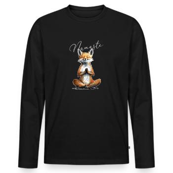 Fox Makes Yoga Teacher Animal Humor Namaste Karma - Men's Premium Organic Long Sleeve Shirt - black - Front - Nico (187cm)