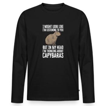 Rongeur Capybara - T-shirt manches longues Premium bio Homme - noir - Devant - Nico (187cm)