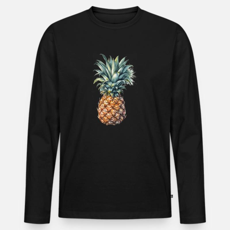 Ananas - Männer Premium Bio Langarmshirt - Schwarz