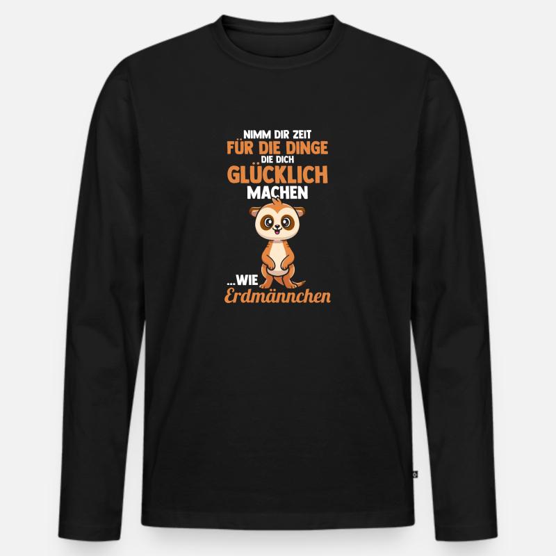 Erdmännchen - Männer Premium Bio Langarmshirt - Schwarz