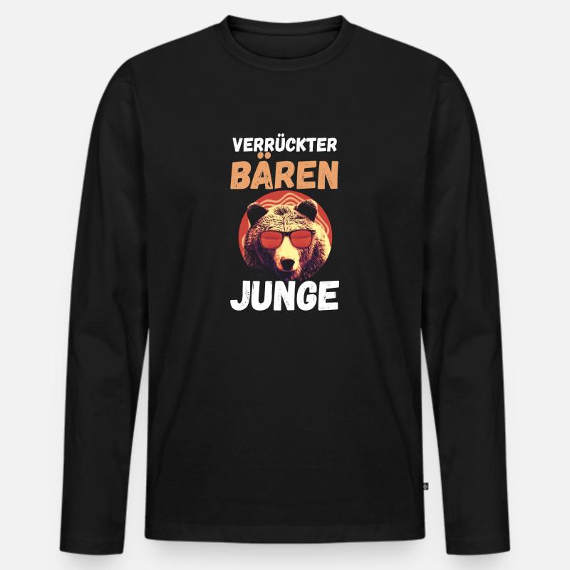 Braunbär Bär - Männer Premium Bio Langarmshirt - Schwarz
