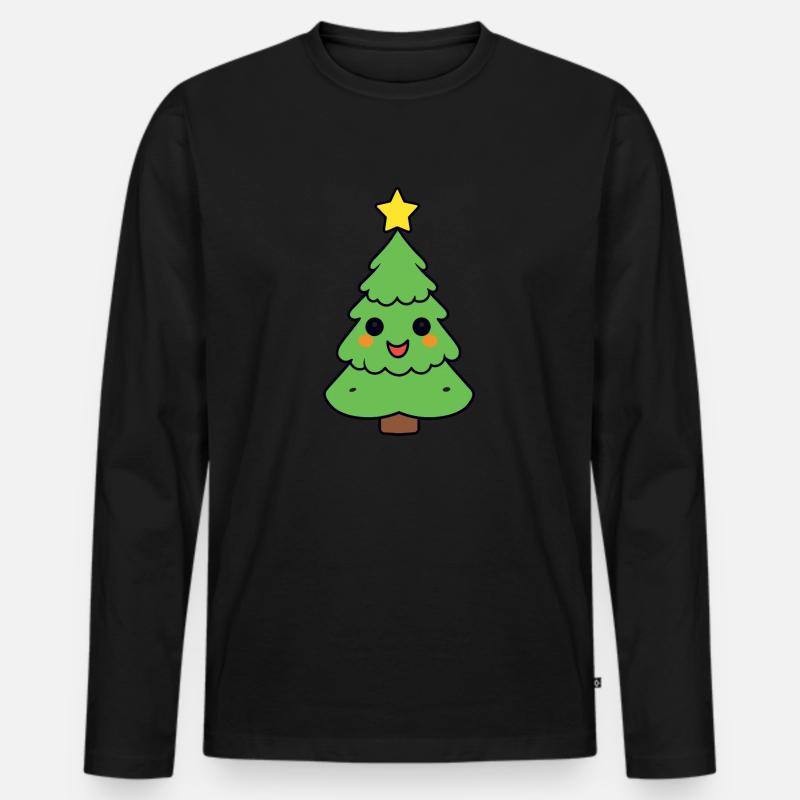 Kleiner Weihnachtsbaum - Männer Premium Bio Langarmshirt - Schwarz
