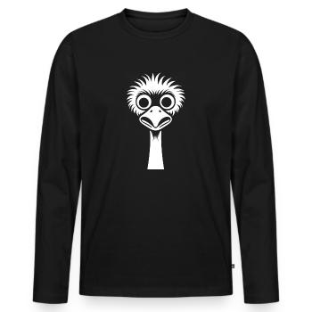 ostrich - Men's Premium Organic Long Sleeve Shirt - black - Front - Nico (187cm)