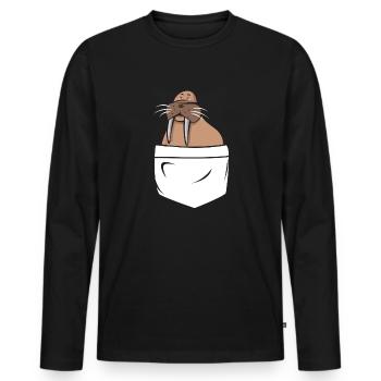 Walross - Männer Premium Bio Langarmshirt - Schwarz - Vorne - Nico (187cm)