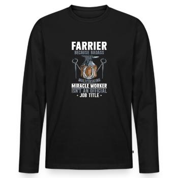 Farrier Horseshoe Horseshoeing - Men's Premium Organic Long Sleeve Shirt - black - Front - Nico (187cm)