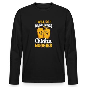 Chicken Nugget Liebhaber Chicken Nuggets - Männer Premium Bio Langarmshirt - Schwarz - Vorne - Nico (187cm)