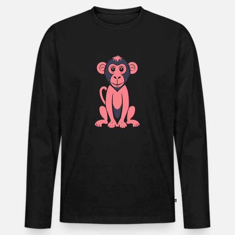 Pavian-Affe - Männer Premium Bio Langarmshirt - Schwarz