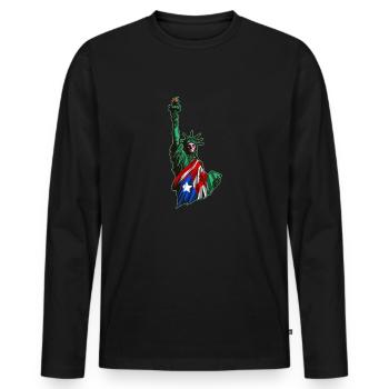 Proud To Be Puerto Rican American - Statue Of - Männer Premium Bio Langarmshirt - Schwarz - Vorne - Nico (187cm)
