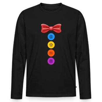 Ein lustiges Karneval Kostüm mit Knöpfen Karneval - Männer Premium Bio Langarmshirt - Schwarz - Vorne - Nico (187cm)